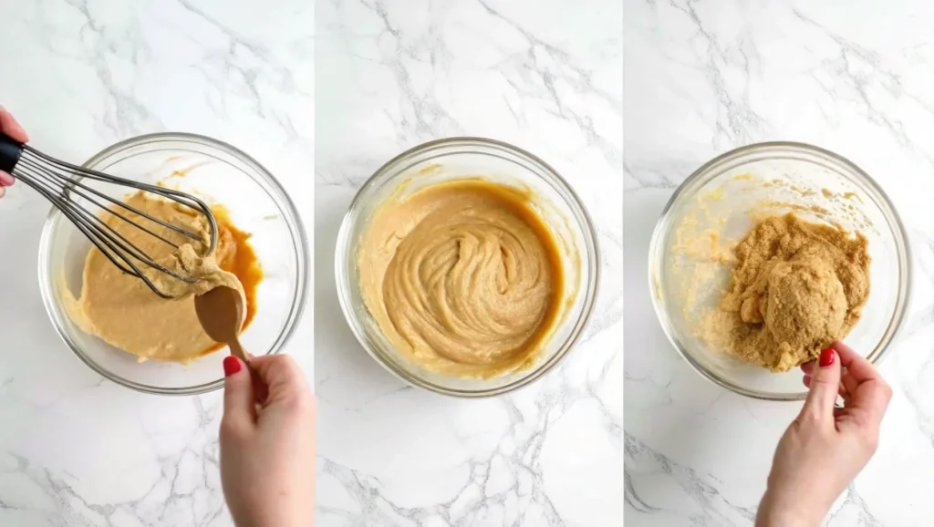 Mixing Banana Honey Cinnamon Bread batter in a bowl.