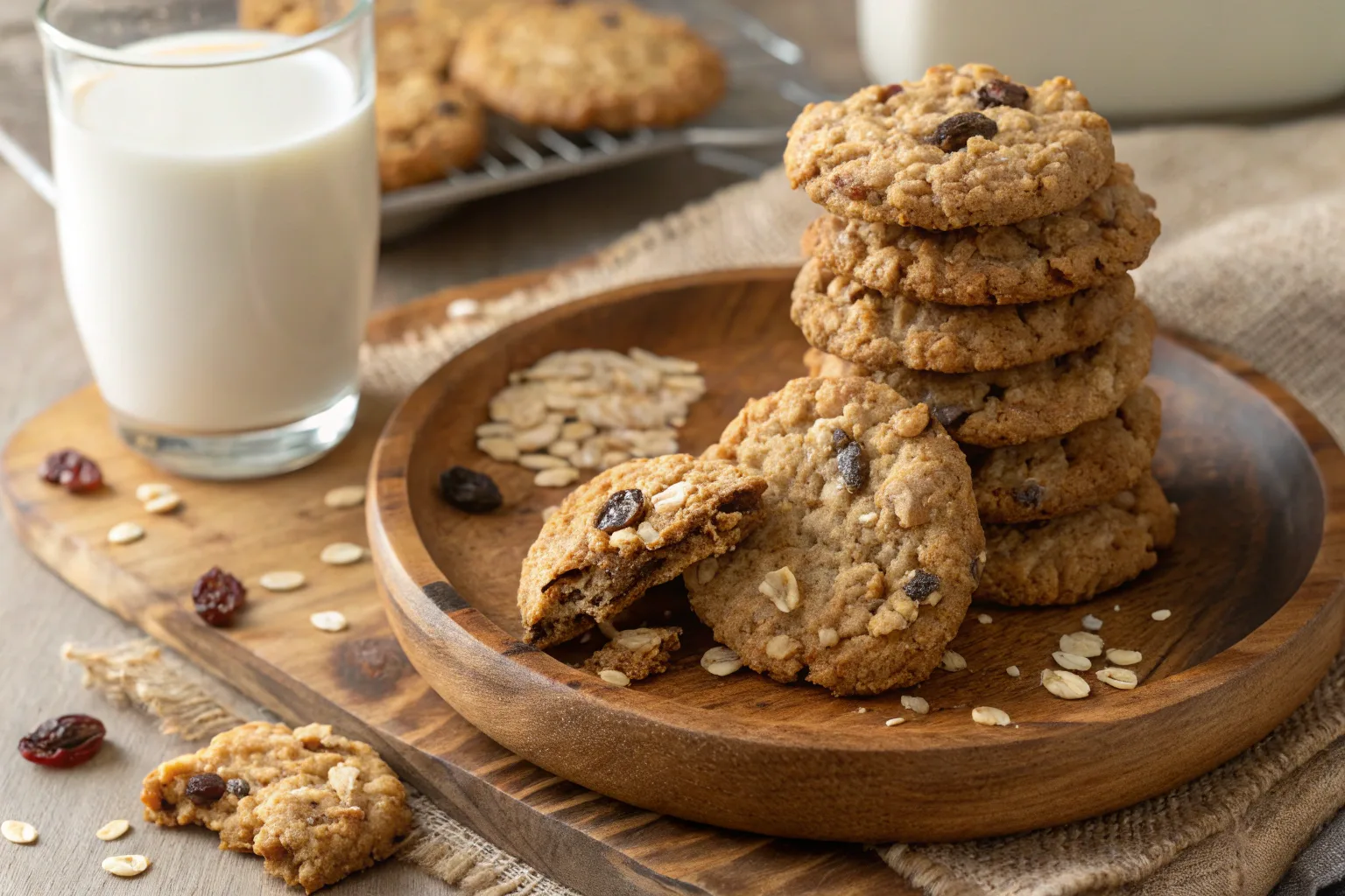 Freshly baked Quaker oatmeal cookies with a chewy texture and golden-brown color.