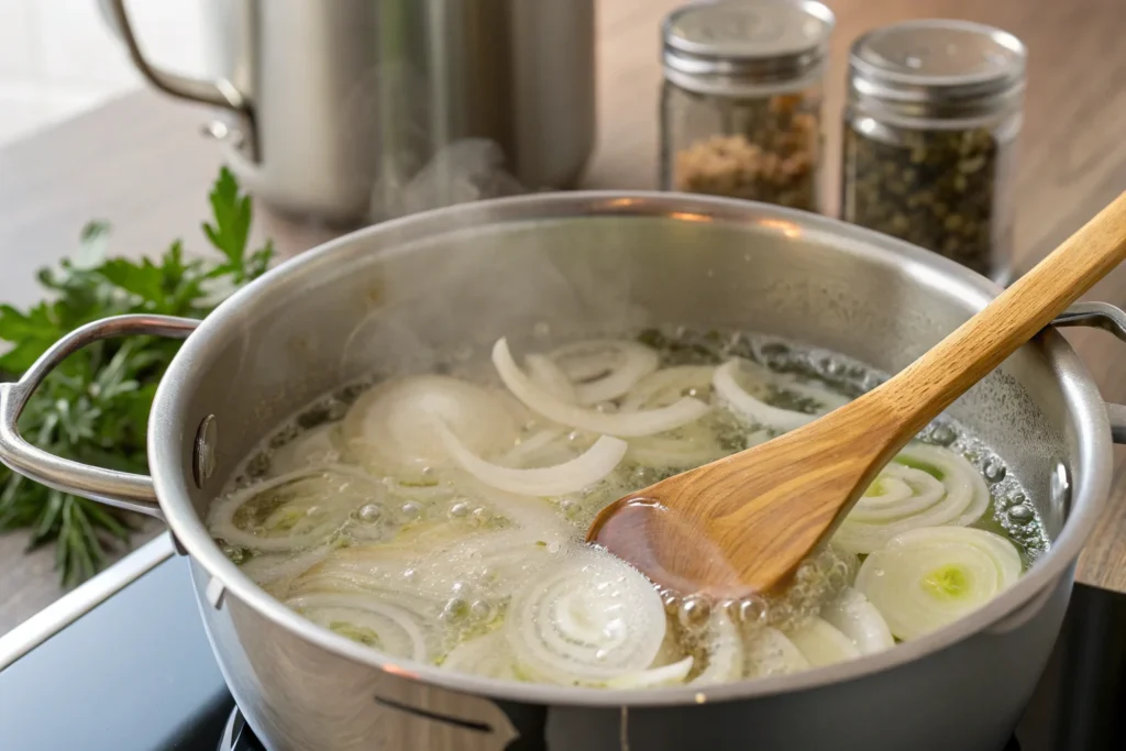 Onions boiling in water – Onion Boil Recipe