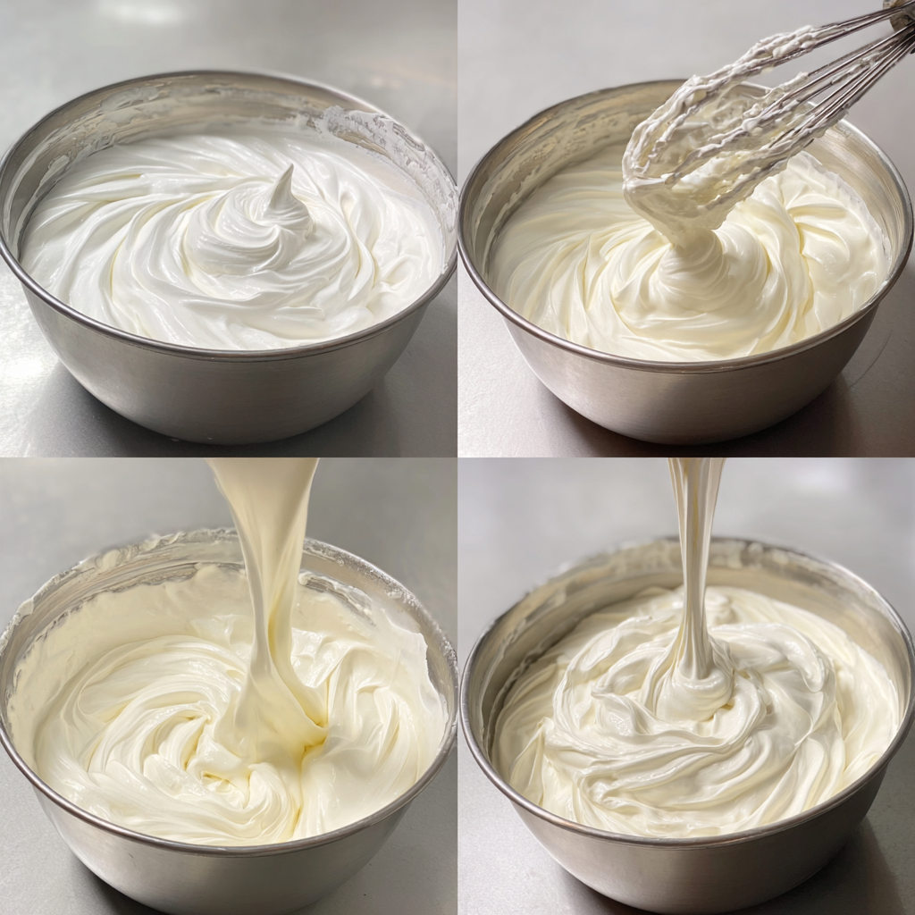 Mixing snow cream in a chilled metal bowl