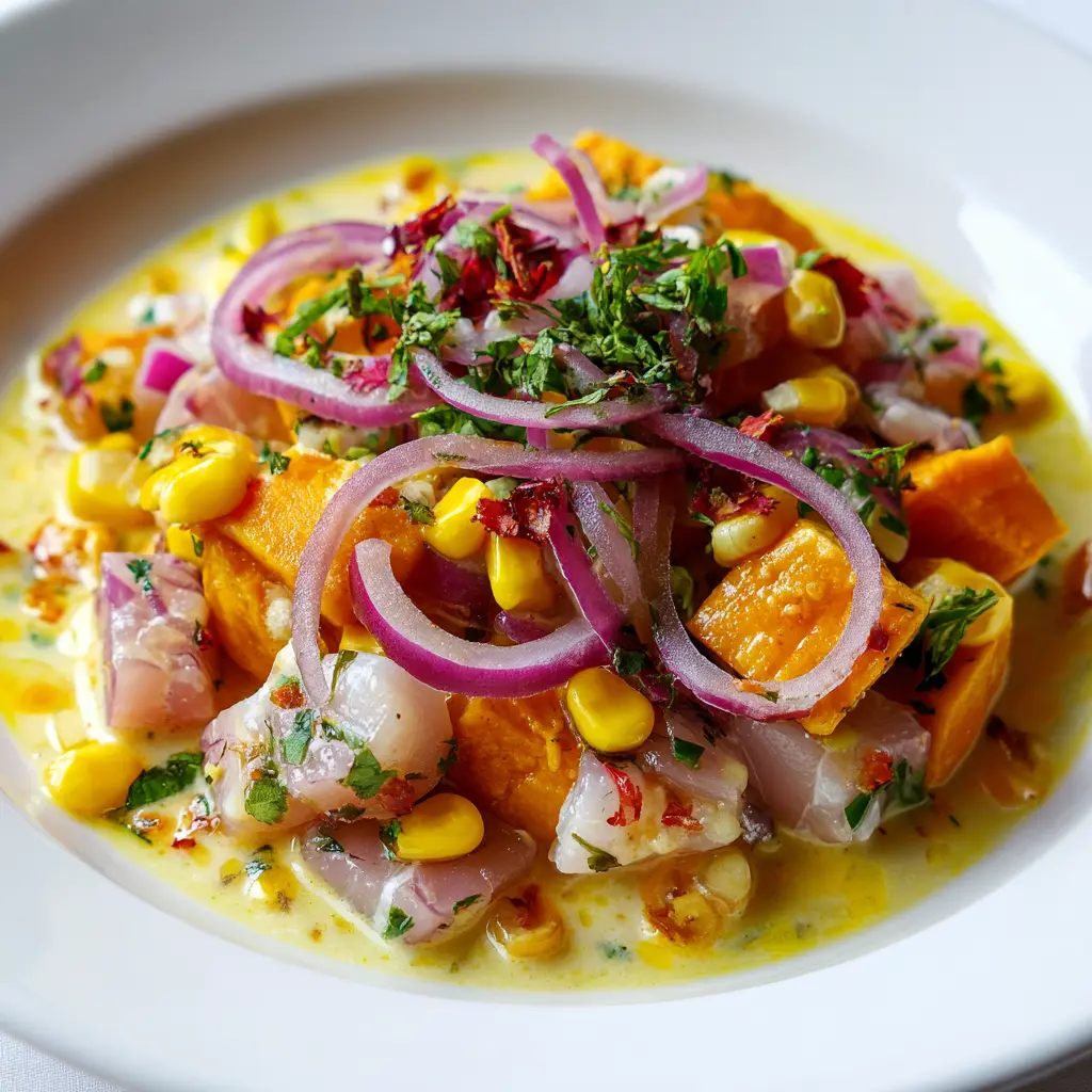 eviche-with-leche-de-tigre Ceviche with leche de tigre recipe served with traditional sides