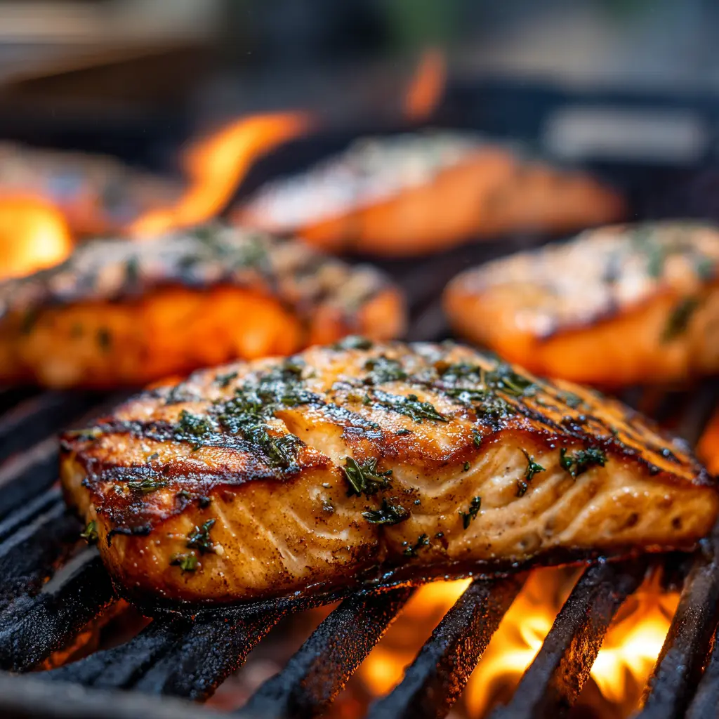 How to Cook Salmon Cut Steaks on grill with char marks