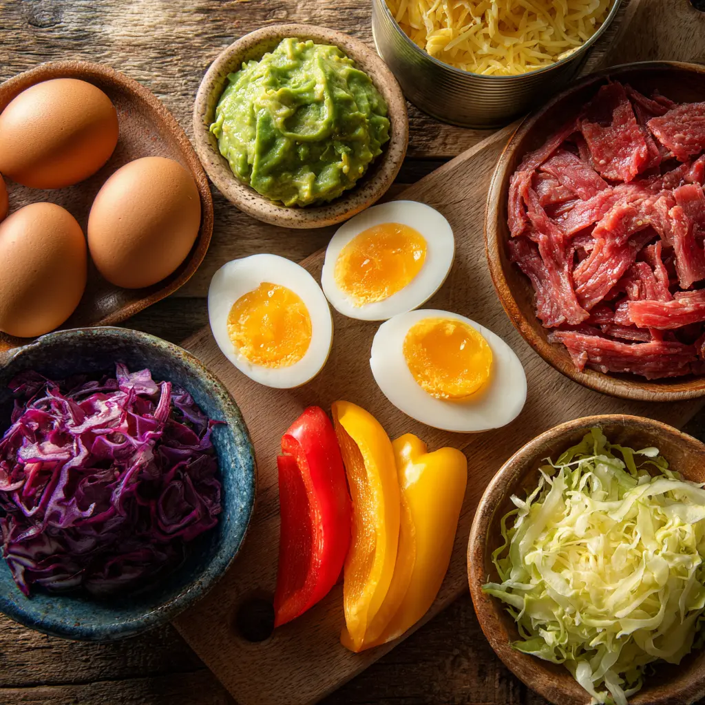 Ingredients for canned corned beef breakfast recipes without potatoes