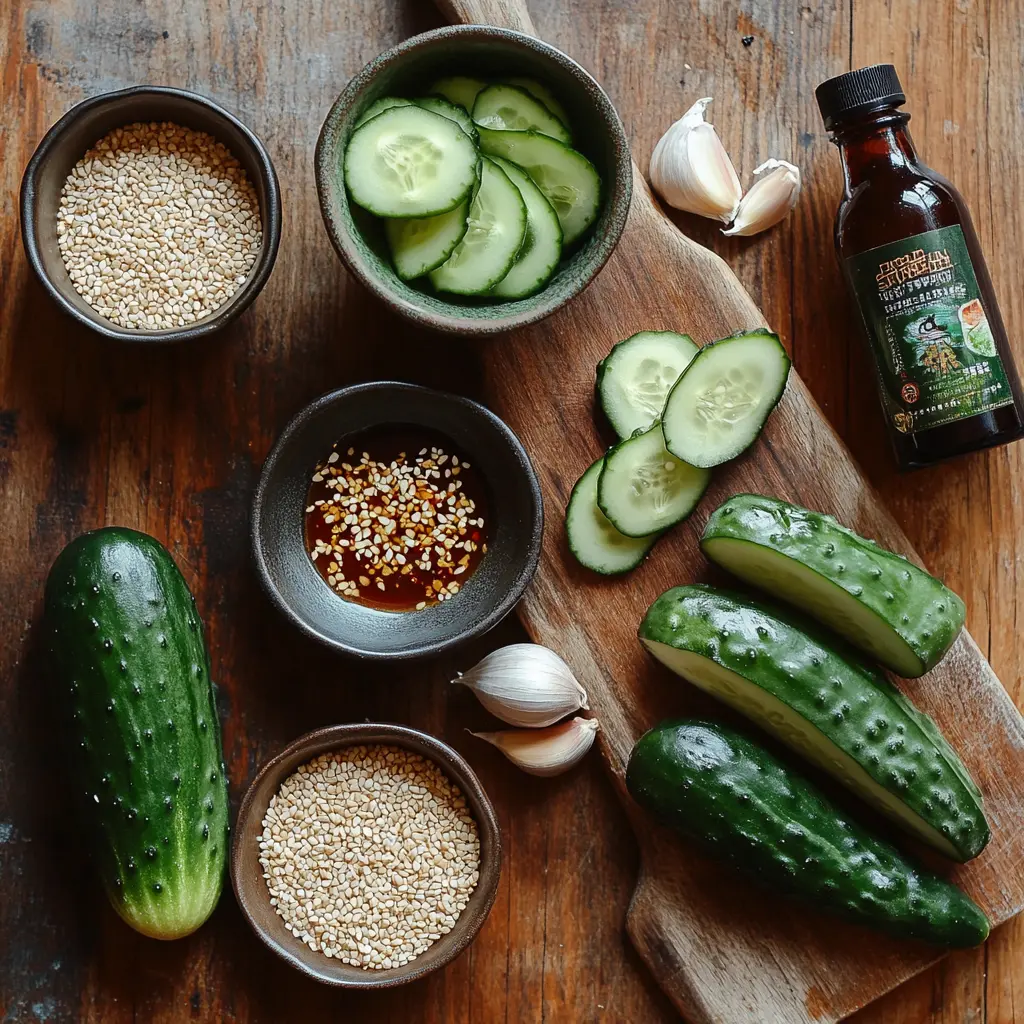Ingredients for cucumber kimchi recipe