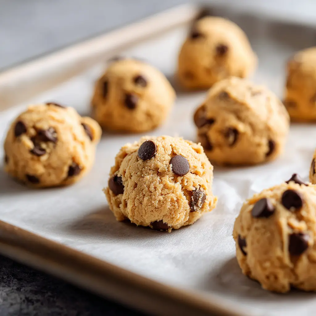 Crisco chocolate chip cookie dough on baking tray