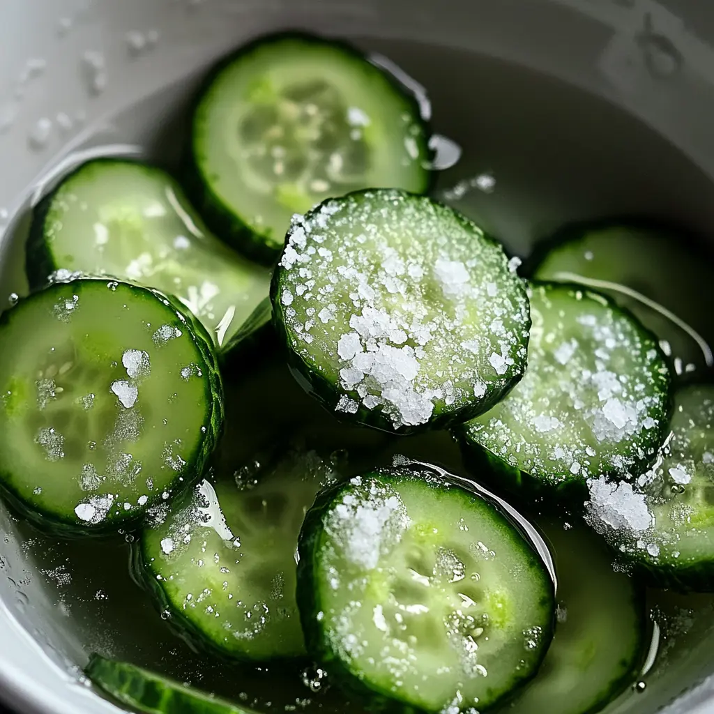Salting cucumbers for kimchi recipe