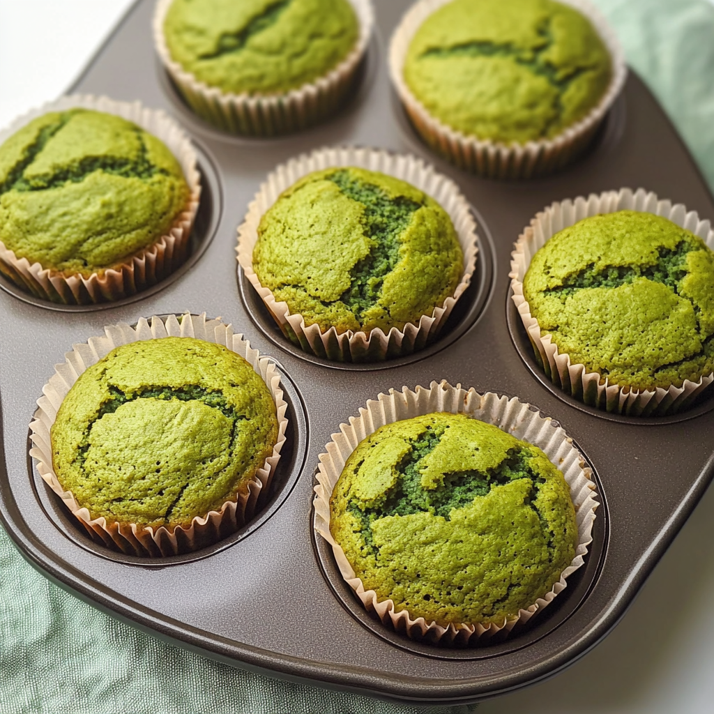 Matcha muffin recipe with almond flour in muffin tin