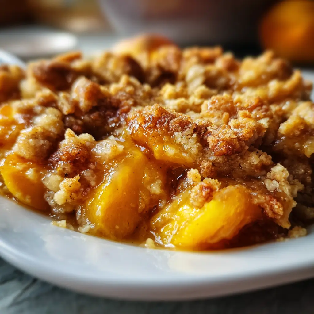 peach-crumble-topping. crumble topping on peach cobbler difference between crumble and streusel
