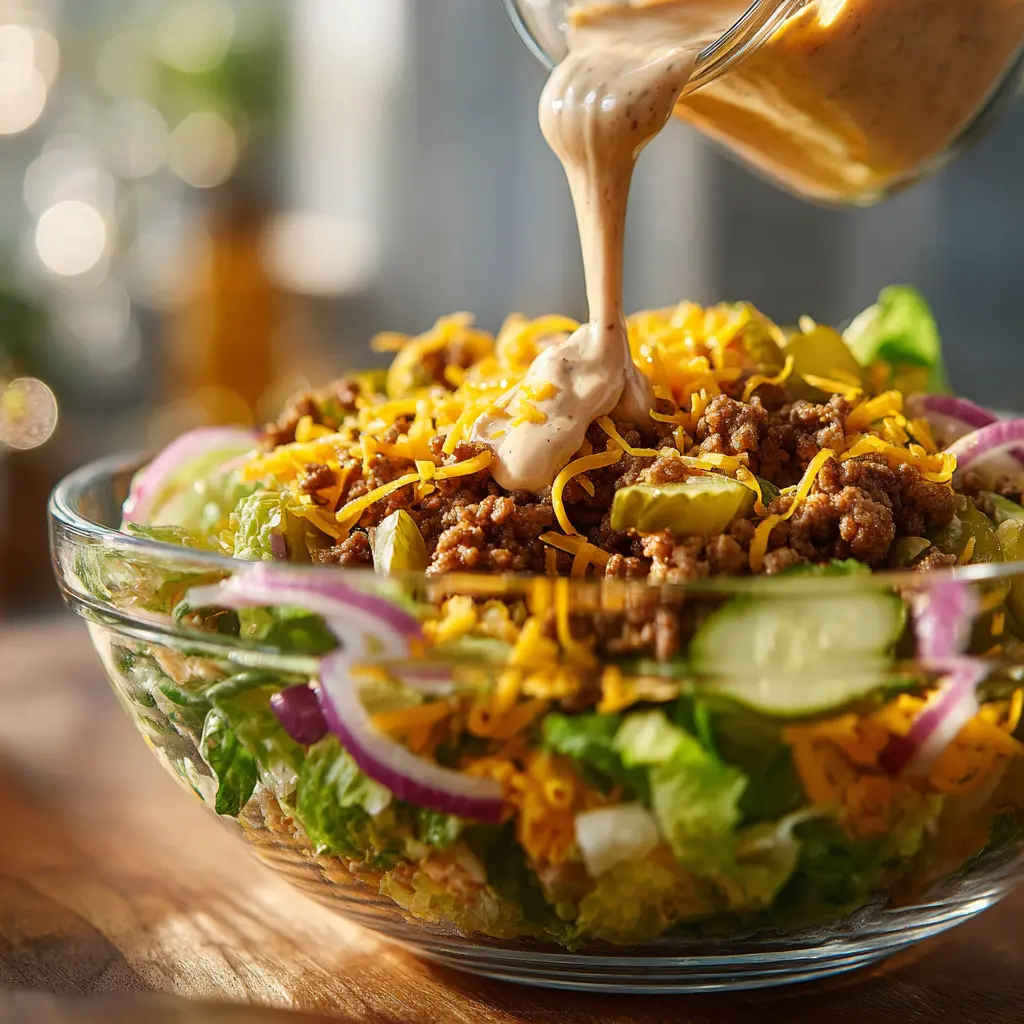 assembling-big-mac-salad-recipe Assembling the Big Mac Salad Recipe step by step