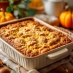 Pumpkin Dump Cake fresh from the oven with golden topping