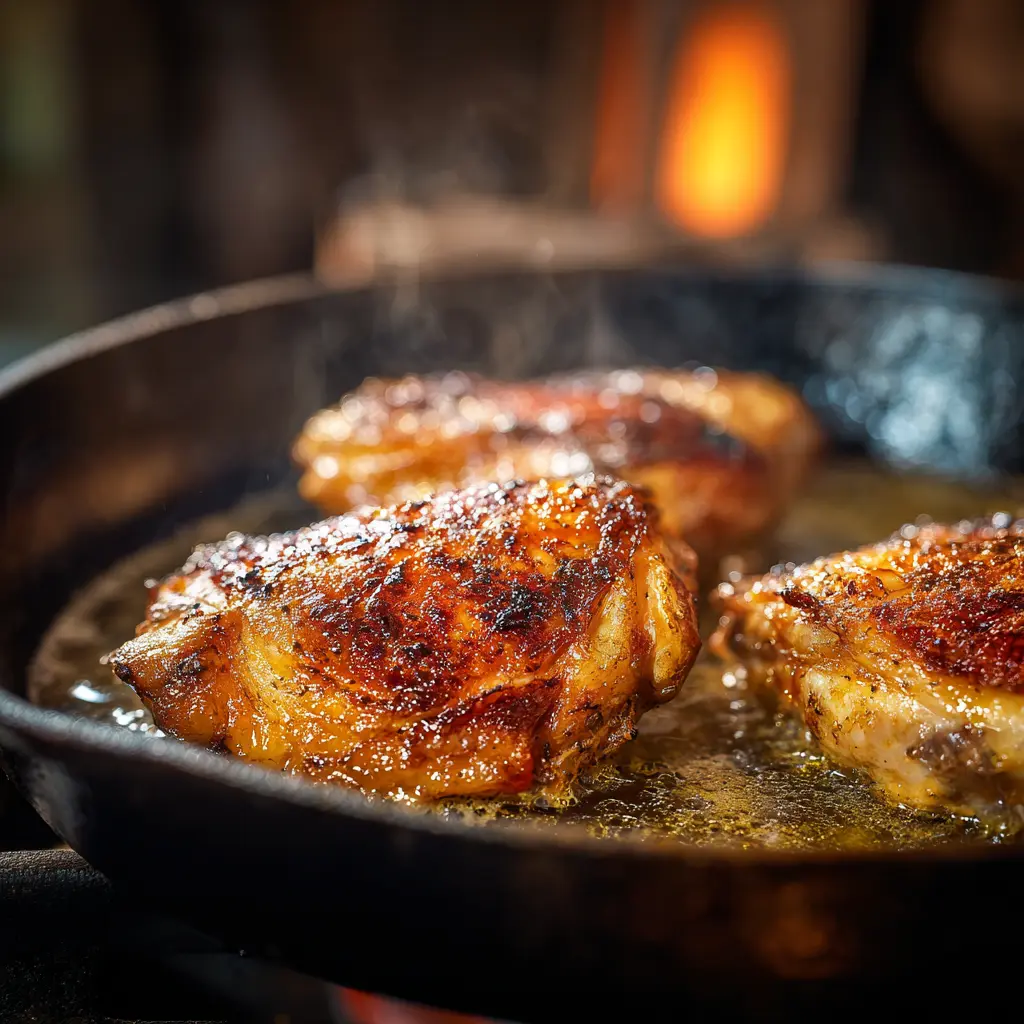 Cooking chicken in a skillet for Chicken and Gravy Recipe
