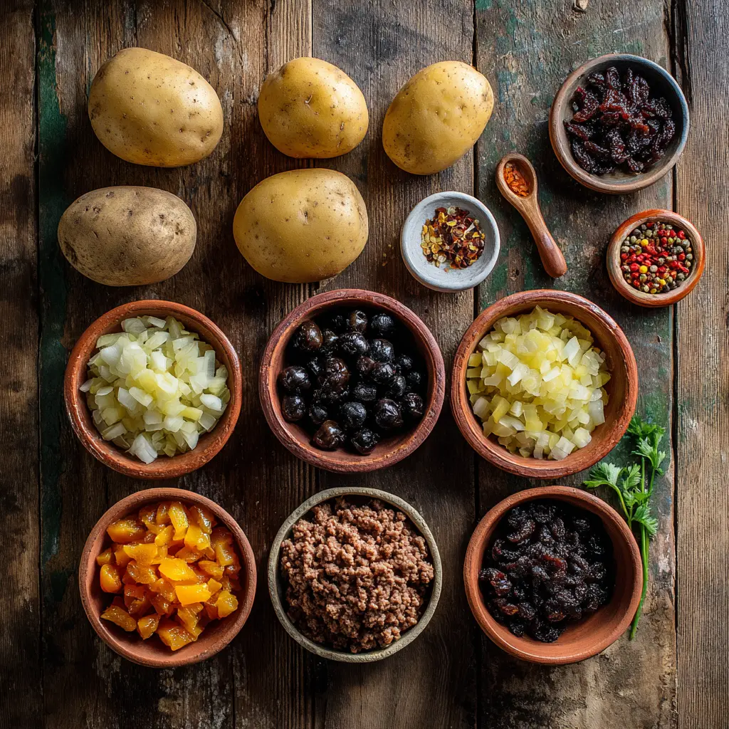papas-rellenas-ingredients-chilean Ingredients for papas rellenas recipe Chilean style