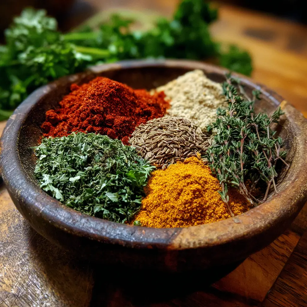 Spices and herbs to make boring soup better