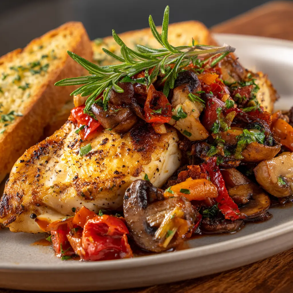 serving-forgotten-chicken. serving forgotten chicken with sides