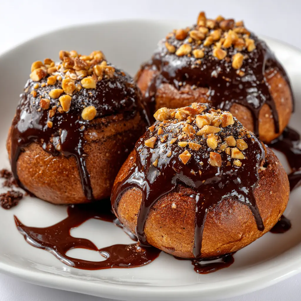 frosted-chocolate-buns-ganache. Frosted chocolate buns with ganache topping