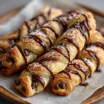 Sugar-free chocolate chip cookie dough twists on wooden board